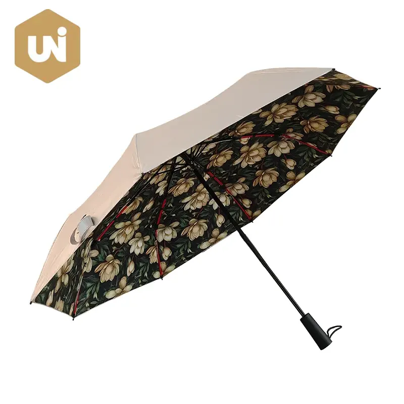 Blummen Sëlwer Manuell Open Umbrella